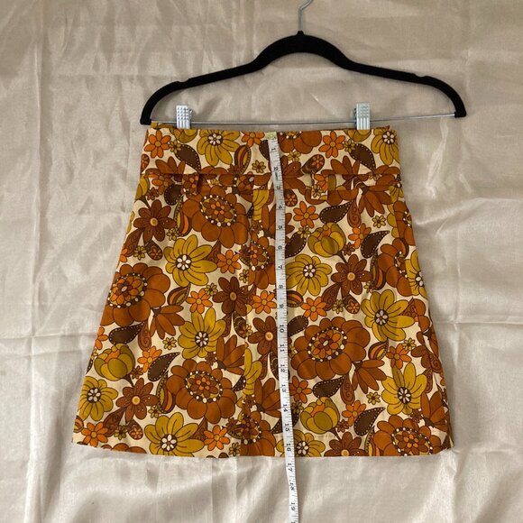 retro 60s floral high waisted autum colors mini skirt - Picture 8 of 8